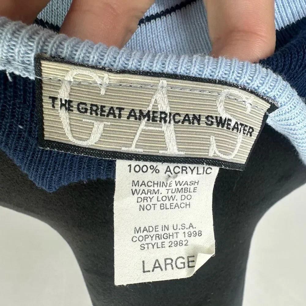 The Great American Sweater Striped Blue and White Vintage Halter Top Size L - Picture 5 of 6
